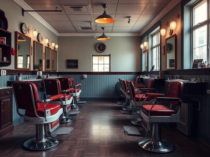 Classic barbershop interior with vintage chairs